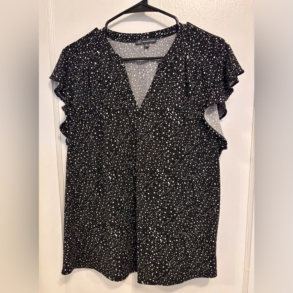 Adrianna Papell Black and White Polka Dot Blouse